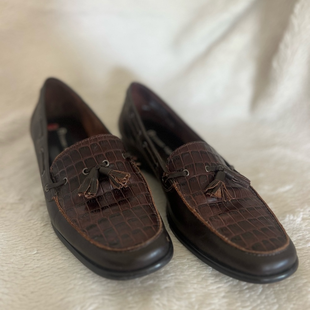 Etienne Aigner Brown Leather Loafers with Tassels